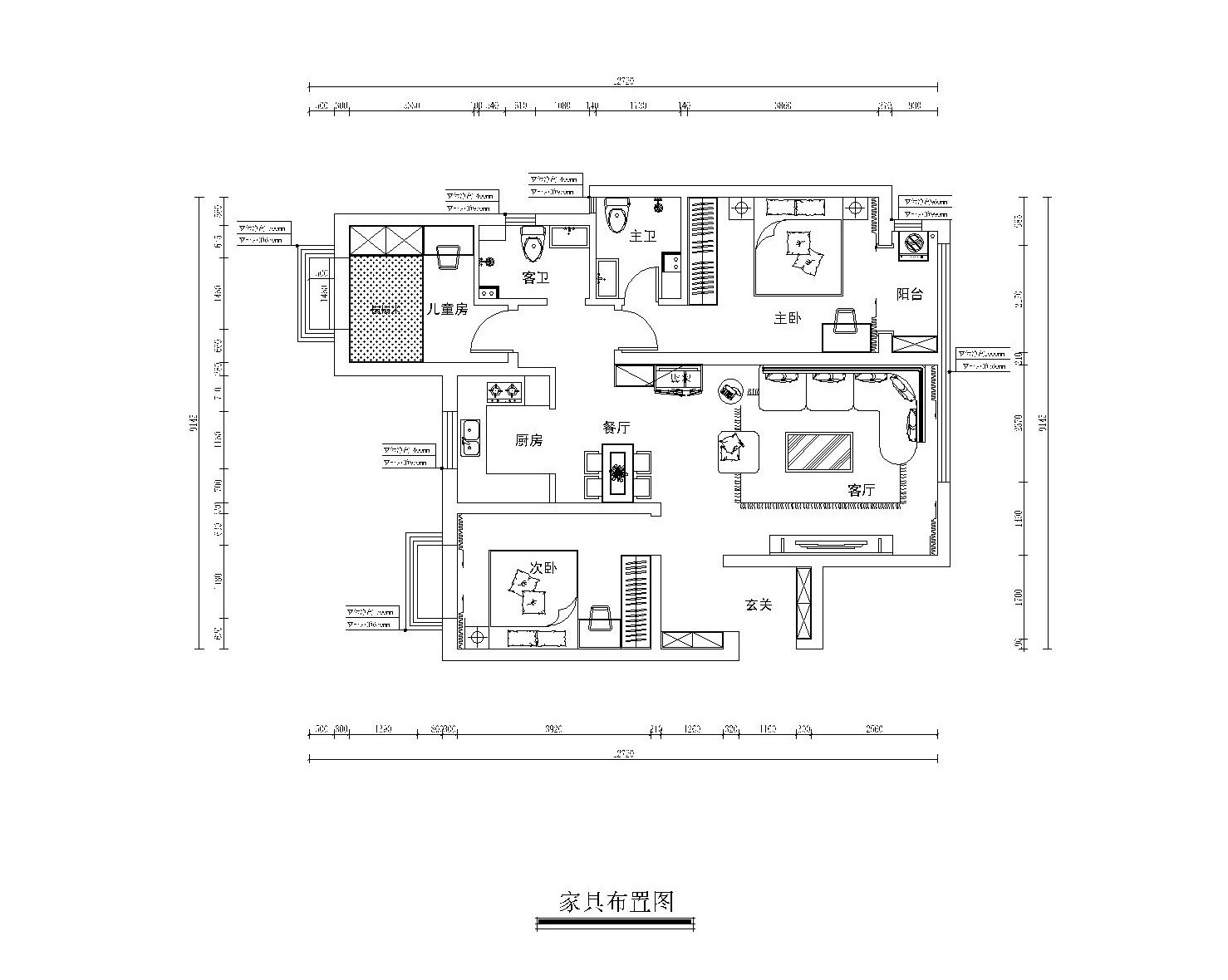 龍溪城新中式風格戶型圖裝修效果圖