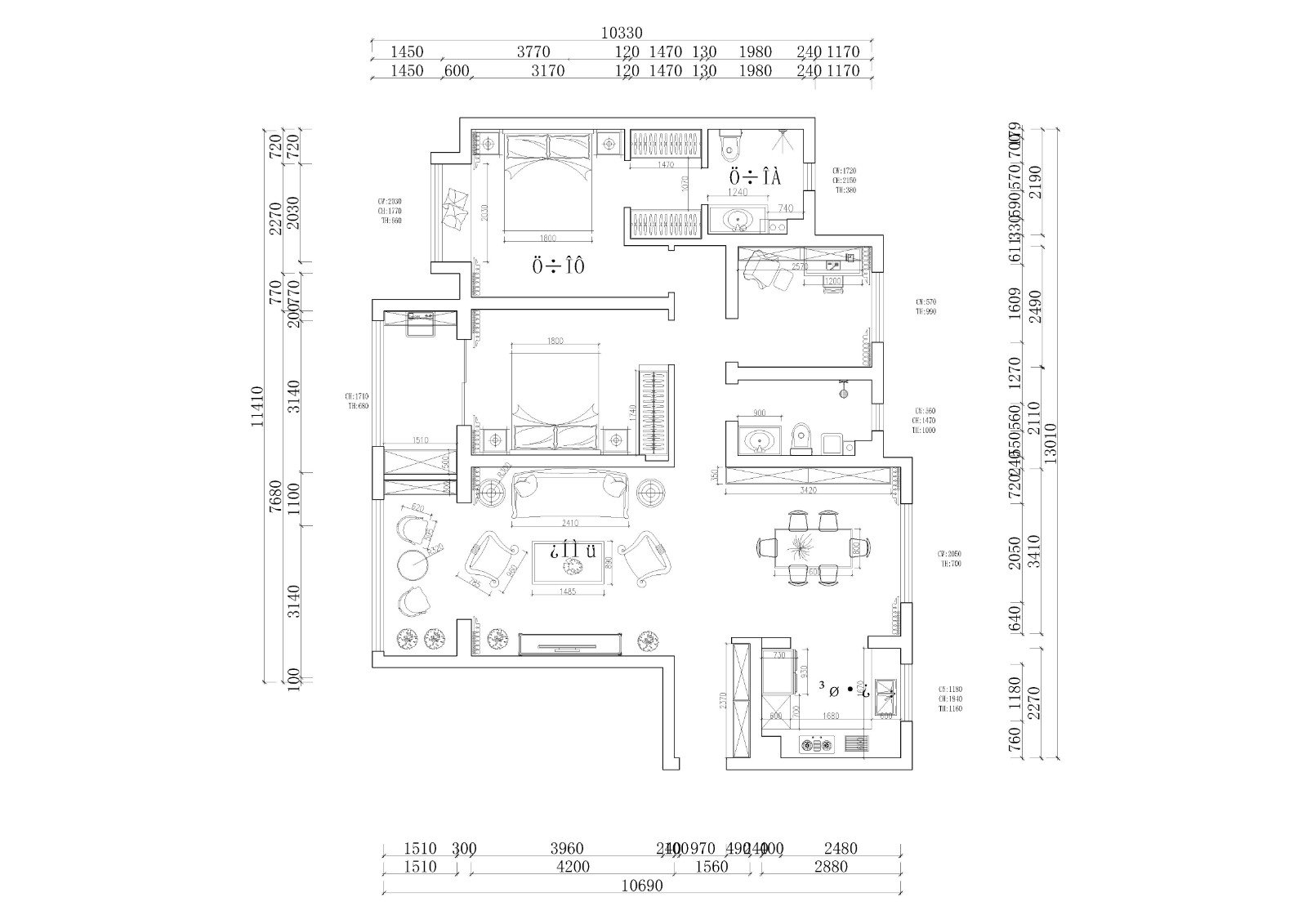 保利拉菲地中海風(fēng)格戶(hù)型圖裝修效果圖